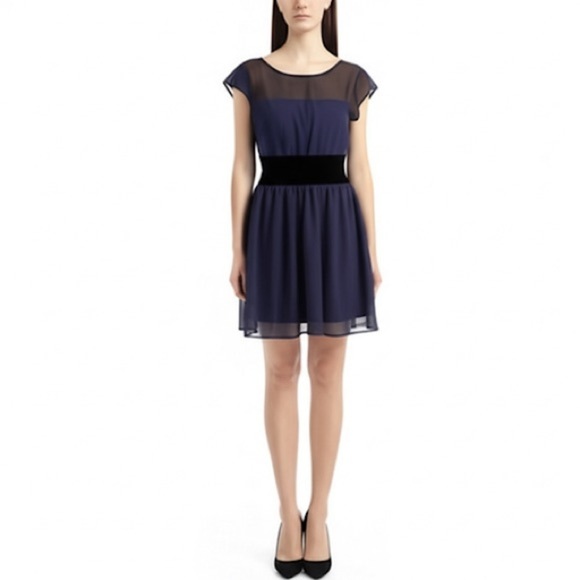 AQUA Black & Blue Dress Size S - Picture 6 of 7